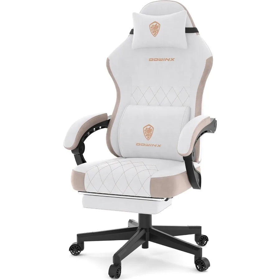 Cadeira de jogos Dowinx Cadeiras de jogos de tecido para adultos com almofadas de mola de bolso e suporte lombar ergonômico massagem computador C