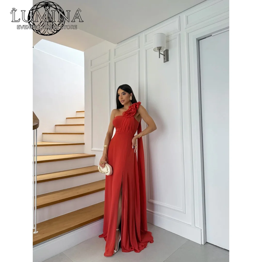 

Lumina 3D Flowers Prom Dress 2026 Woman Dresses Elegant Line A Custom Made Luxury Designer Evening Clothes Slit Party Women's