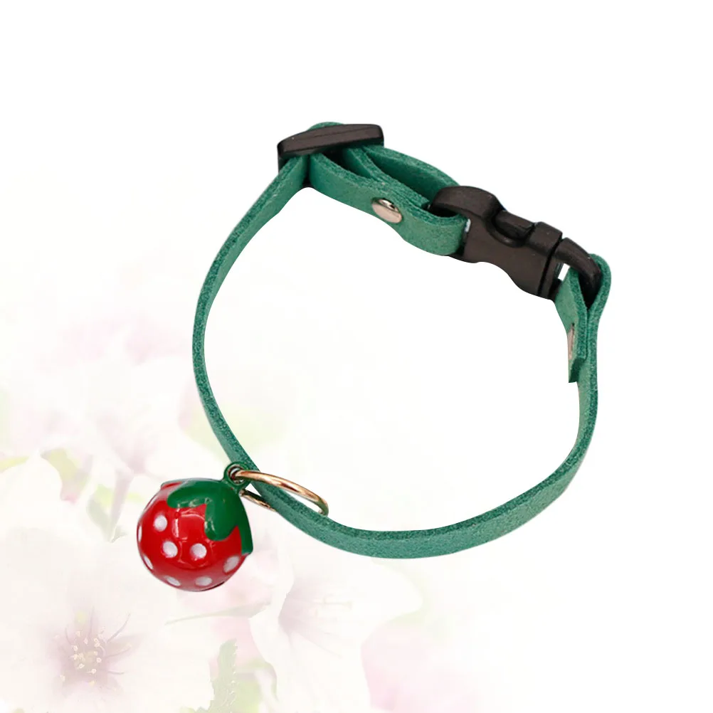 

Green Collar Cat Dog Necklace Cute Bells Adjustable Soft Durable Material Fruit Style Walking Outdoor Sports Pet