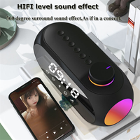 [stock] Portable Mini FM Radio Receiver Hifi Sound RGB Bluetooth Speaker with Clock Dual Alarm Clock Support Handsfree -A