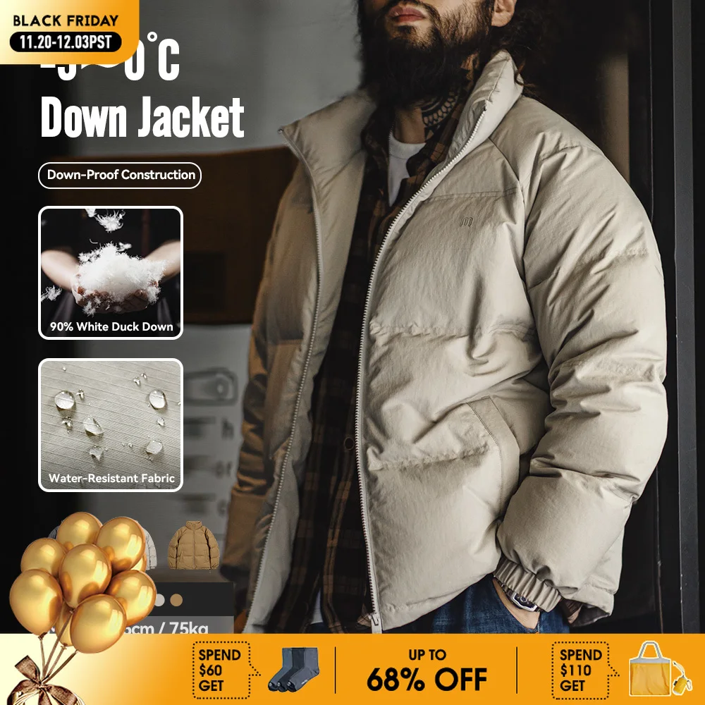 Maden ฤดูหนาว Stand-up COLLAR ลงเสื้อสําหรับชายเป็ดสีขาวลงบรรจุกลางแจ้ง 4 เกรดกันน้ําหนาเสื้อแจ็คเก็ต