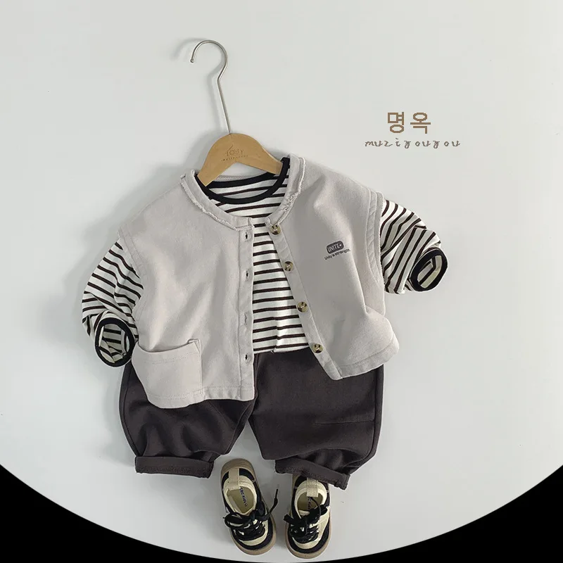 Vest Cardigan Boys Grils Children Solid Simple All-matching Spring Autumn Fashionable Comfortable Soft Loose Casual
