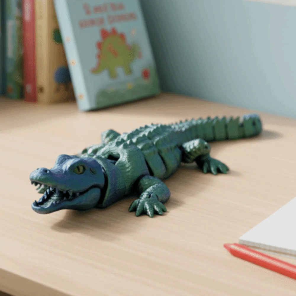 Creative 3D Printed Simulation Crocodile Model Multi-joint Moveable Crocodile Figure Model Lifelike Flexible