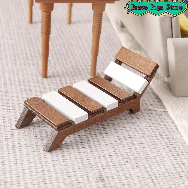 Miniature Beach Chair Lounger Furniture Home Model Decor Accessories DIY Scene
