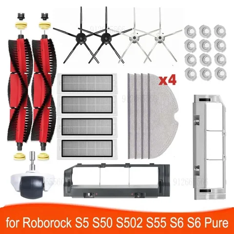 Roborock S5 S50 S502 S55 S6 S6 Pure E4 1S SDJQR01RR 브러시 걸레 Hepa 필터 로봇 진공 청소기 범용 휠 용 브러시 커버