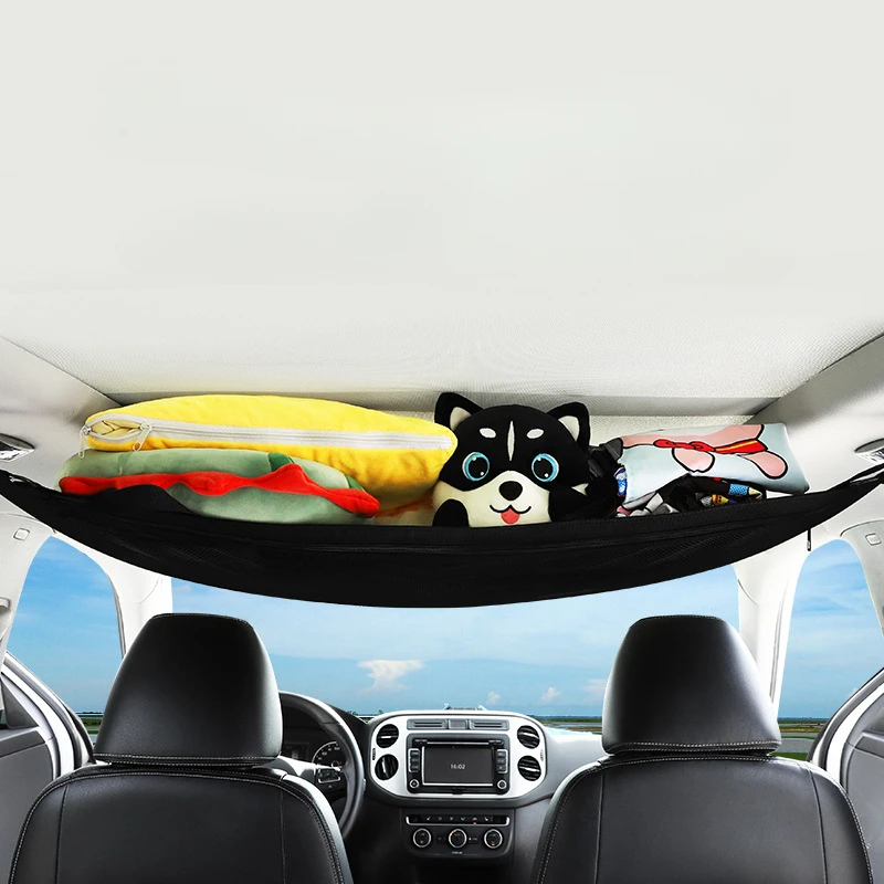 Tasca per rete da carico per soffitto per auto, regolabile, in rete a doppio strato, per SUV, organizer per tetto, borsa portaoggetti per viaggio lungo, tenda, trapunta, articoli vari
