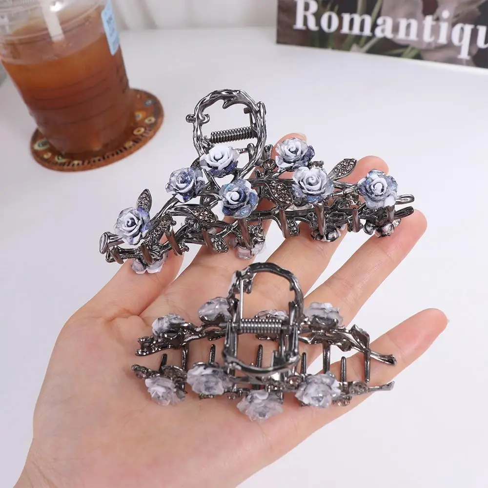 زهرة كاميليا مشبك شعر ذيل حصان حامل إكسسوارات الشعر مشبك شعر معدني على شكل سرطان البحر غطاء الرأس على الطراز الكوري مشبك قرش كبير للحفلات #2