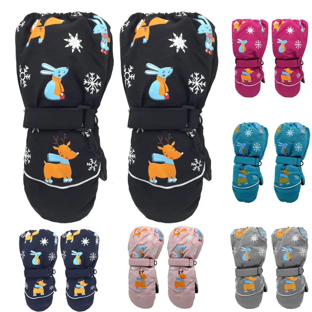 1 Paar Uitstekende Sporthandschoenen Comfortabele Kids Sneeuwhandschoenen Slijtvaste Anti-Slip Kids Sneeuwhandschoenen Cartoon Patroon