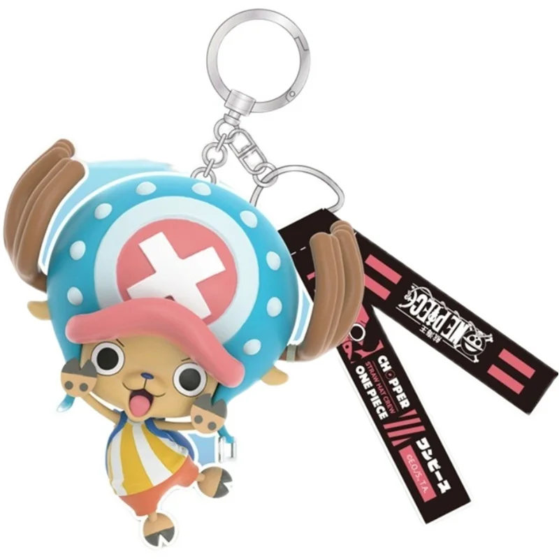 One Piece PVC Keychain Luffy Zoro Nami Sanji Chopper Action Figure Anime Model Pendant Portable Key Lanyard Children Toys Gift