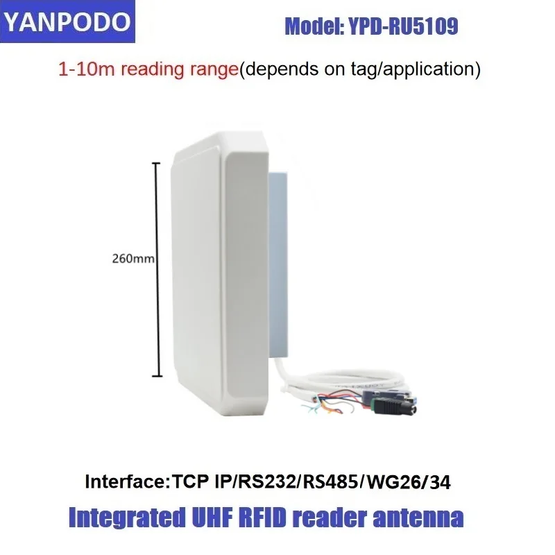 Yanpodo UHF RFID Integrated reader TCP/IP RS232 Wiegand long range 1-10m boom barrier gate for car parking access control system