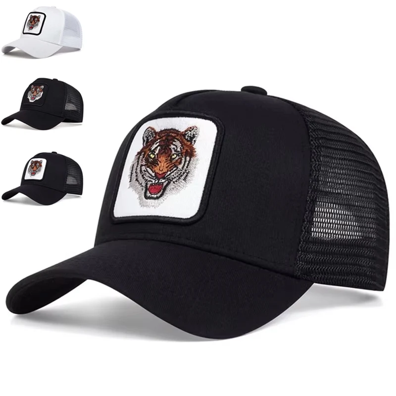 Unisex-Baseballkappen mit Tiger-Stickerei, verstellbare Freizeithüte, Sonnenschutzhut für Frühling und Sommer im Freien – Detail 1