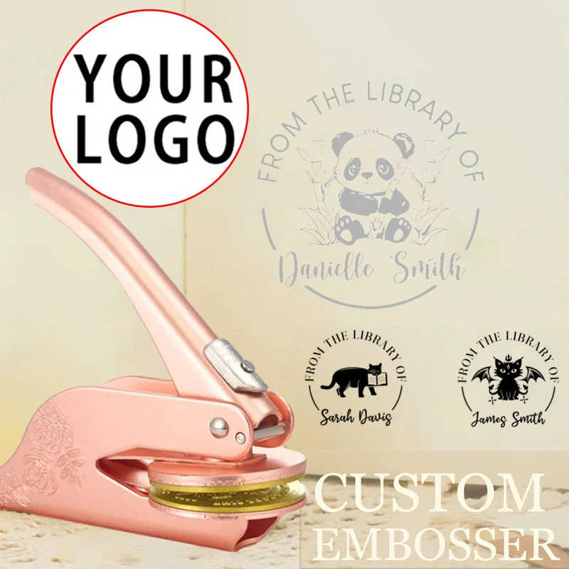Personalisierter geprägter Stempel, personalisierter individueller Buch-Embosser-Siegel, Hochzeitseinladung, Logo-Anpassung, geprägte Papierstempel