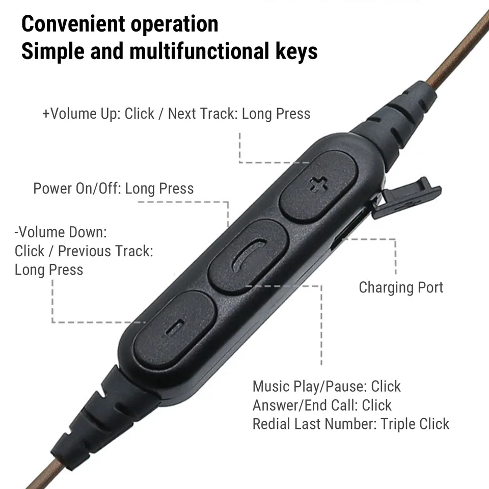Bluetooth MMCX Cable with Mic - Wireless Adapter Replacement for