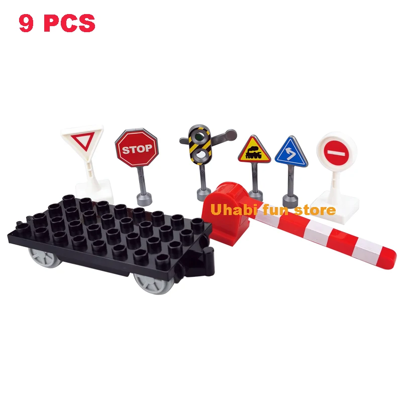 Große Gebäude Block Track Set Elektrische Intelligente Lokomotive Eisenbahn Duplo Zug Kinder Bildung Programmierung Zusammengebautes Spielzeug