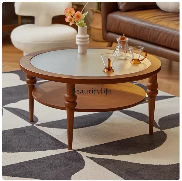 

FG10*Nordic modern simple French medieval solid wood round living room small apartment