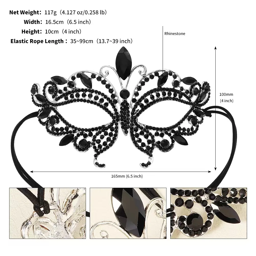 Masques pour les yeux avec biscuits scintillants pour femmes, demi-masque, costume vénitien, Rhde fin d'année, accessoires de costume, reine, sexy, 1 pièce