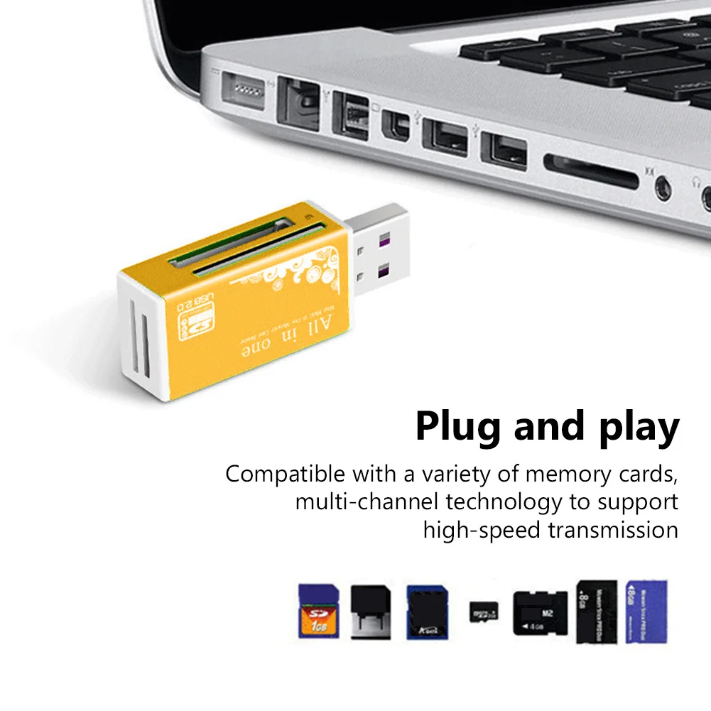USB 2.0 Card Reader 4 in 1 Multi Card Reader Memory Adapter For Memory Stick Pro Duo Micro SD/T-Flash/M2/MS Card Reader image 6