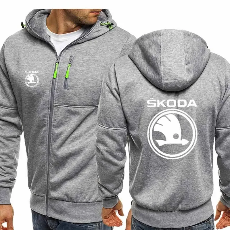 2023 New Spring Autumn Skoda Hoodied Men's Fashion Long Sleeve Zipper Cotton Hip-Hop Harajuku Hoody Casual Jacket