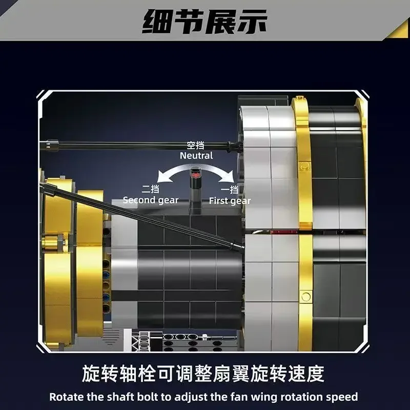 Kit modelo de motor de turbina de avión mecánico, 2256 Uds., montaje creativo, bloques de construcción educativos