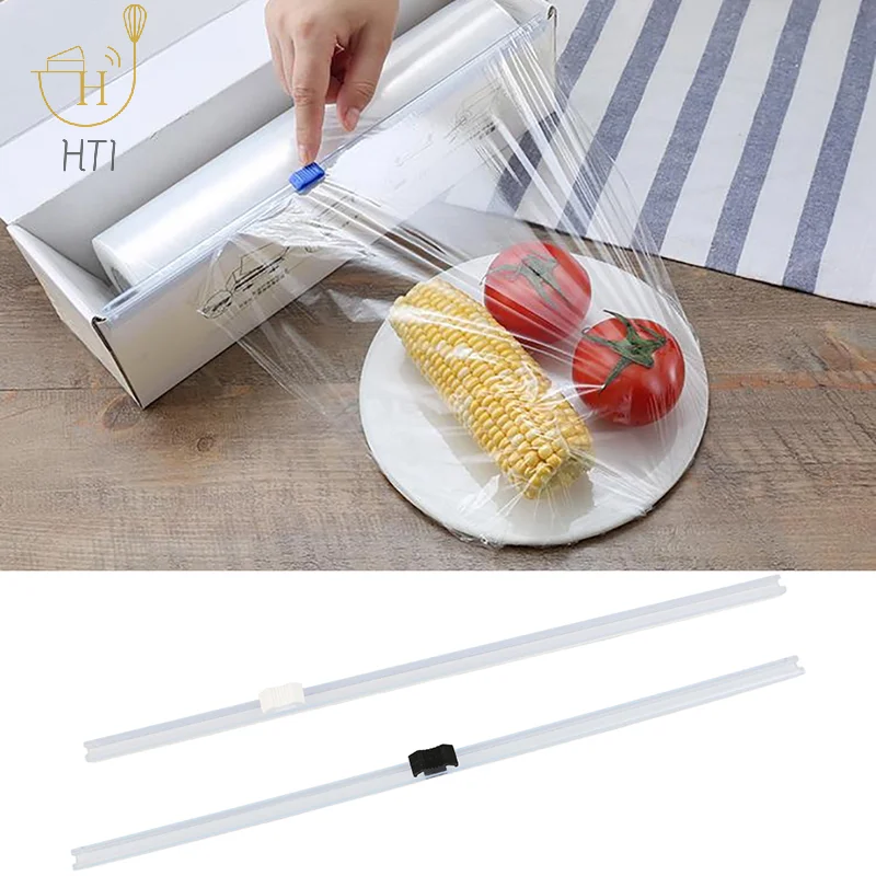 Home Plastic Wrap Dispensers And Foil Film Cutter PET+METAL Food Cling Film 33cm Cutter Stretch Wrap Dispenser