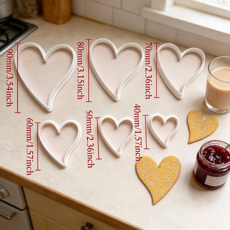 Heart Shaped Cookie Cutter,Valentine Day Fondant Biscuit Cutting Tool, Reusable Plastic Mold for DIY Cake Decor & Holiday Baking