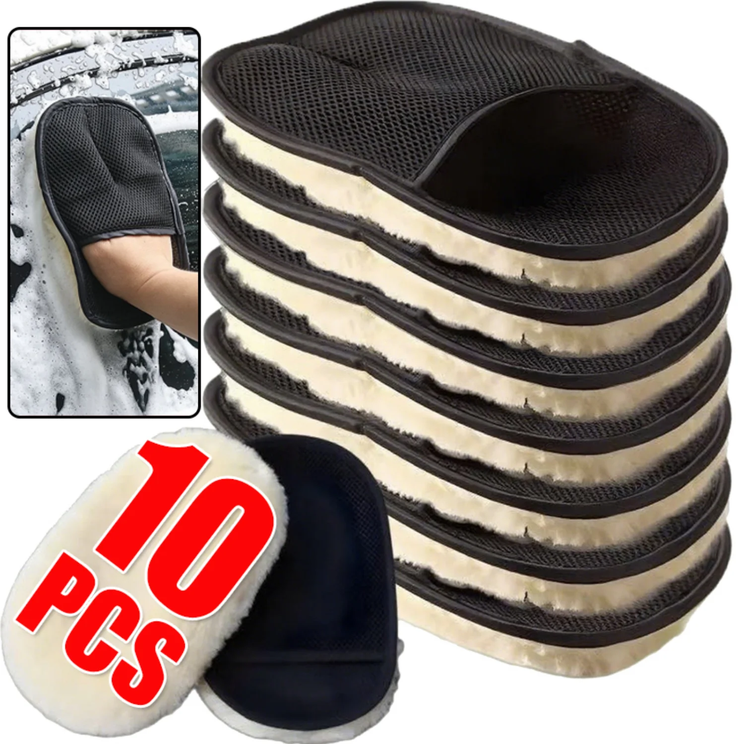 1-10 PCS Car Cleaning Sponge Glove Car Polishing Washing Mitt Gloves Microfibre Wash For Automotive Kitchen Homes Cleaner Wool
