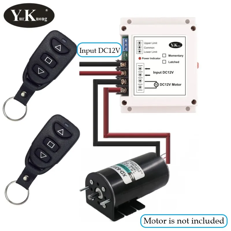 DC12V 40A 400W Motor Remote Controller UP Down Stop Forward Reverse Wireless Switch for Garage Curtain Roller Shutter Rod Motor