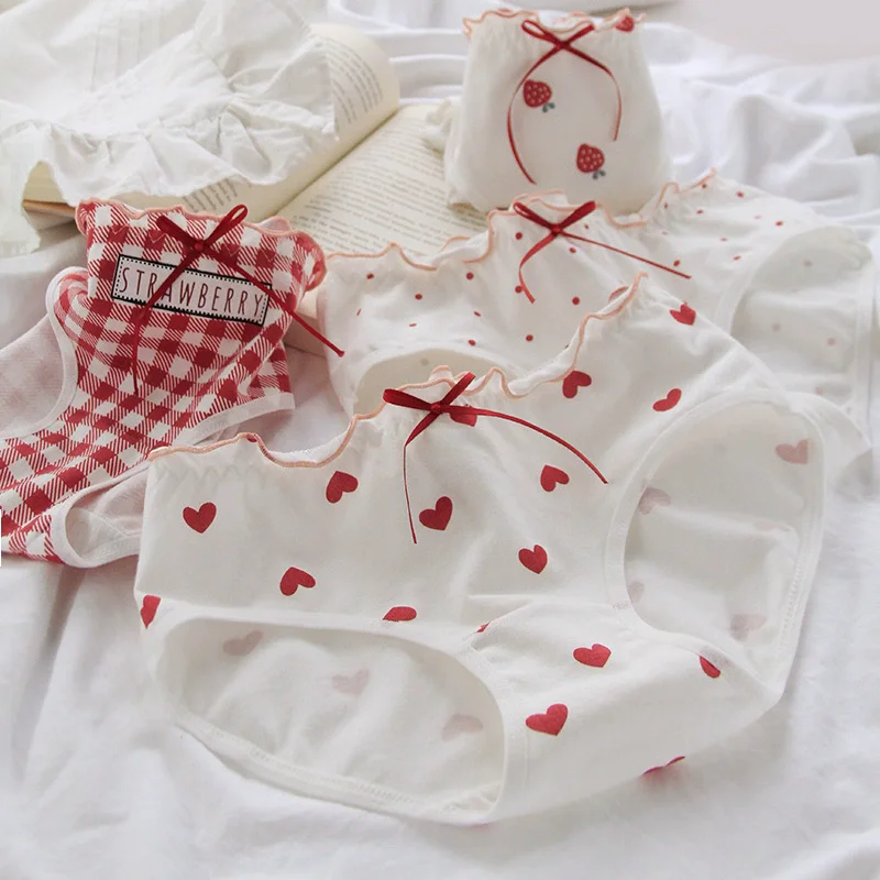 4Pcs Set Of Women's Personalized Printed Triangle Pants Comfortable And Breathable All Season Underwear Women's Triangle Pants