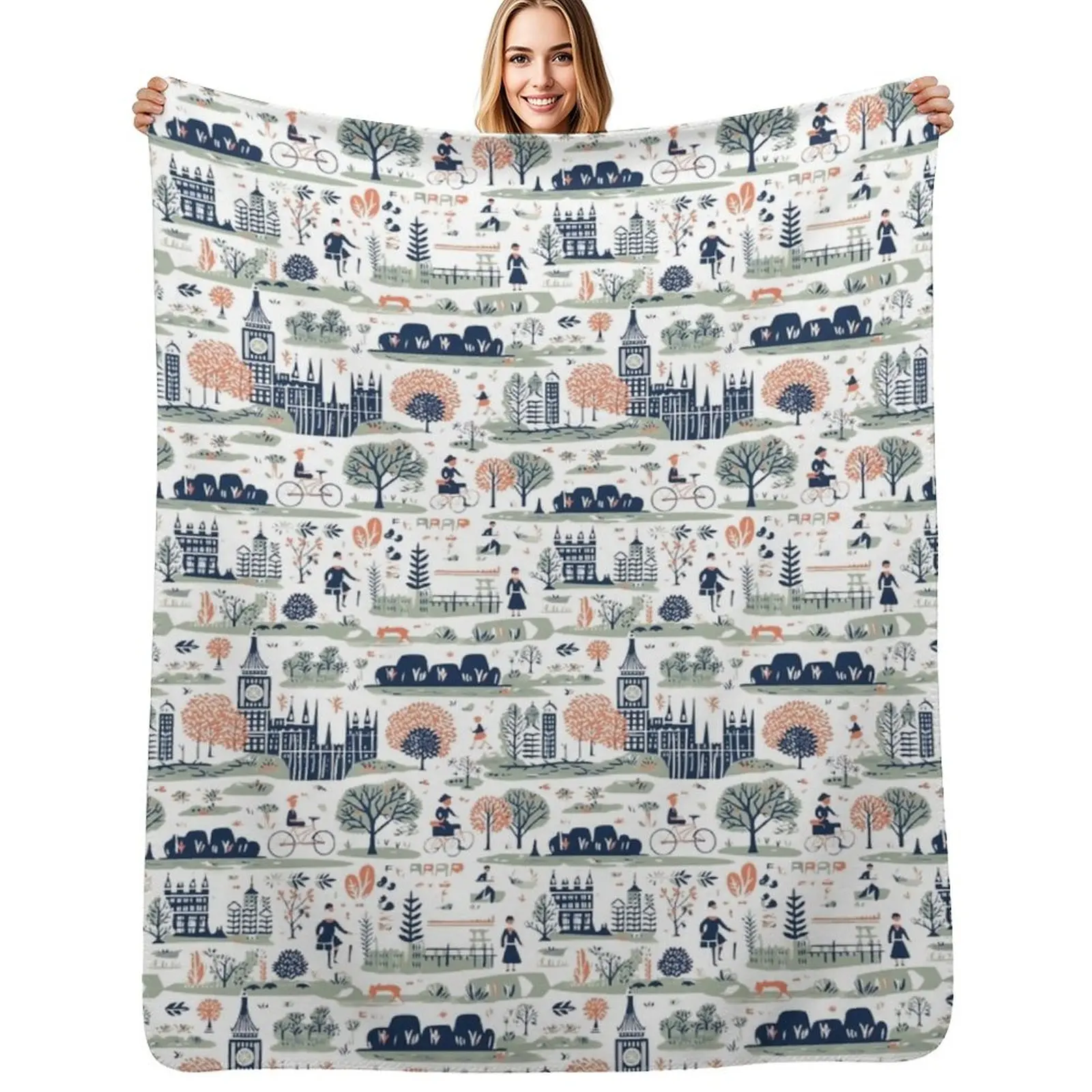 

british english england london culture pattern Throw Blanket for winter Custom Single Luxury Thicken Blankets