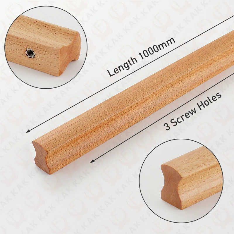KAK Möbelgriffe aus Holz, 1200 mm lange Griffe für Schränke und Schubladen, Kommodenknöpfe, Schuhschrankgriffe, Küchentürbeschläge