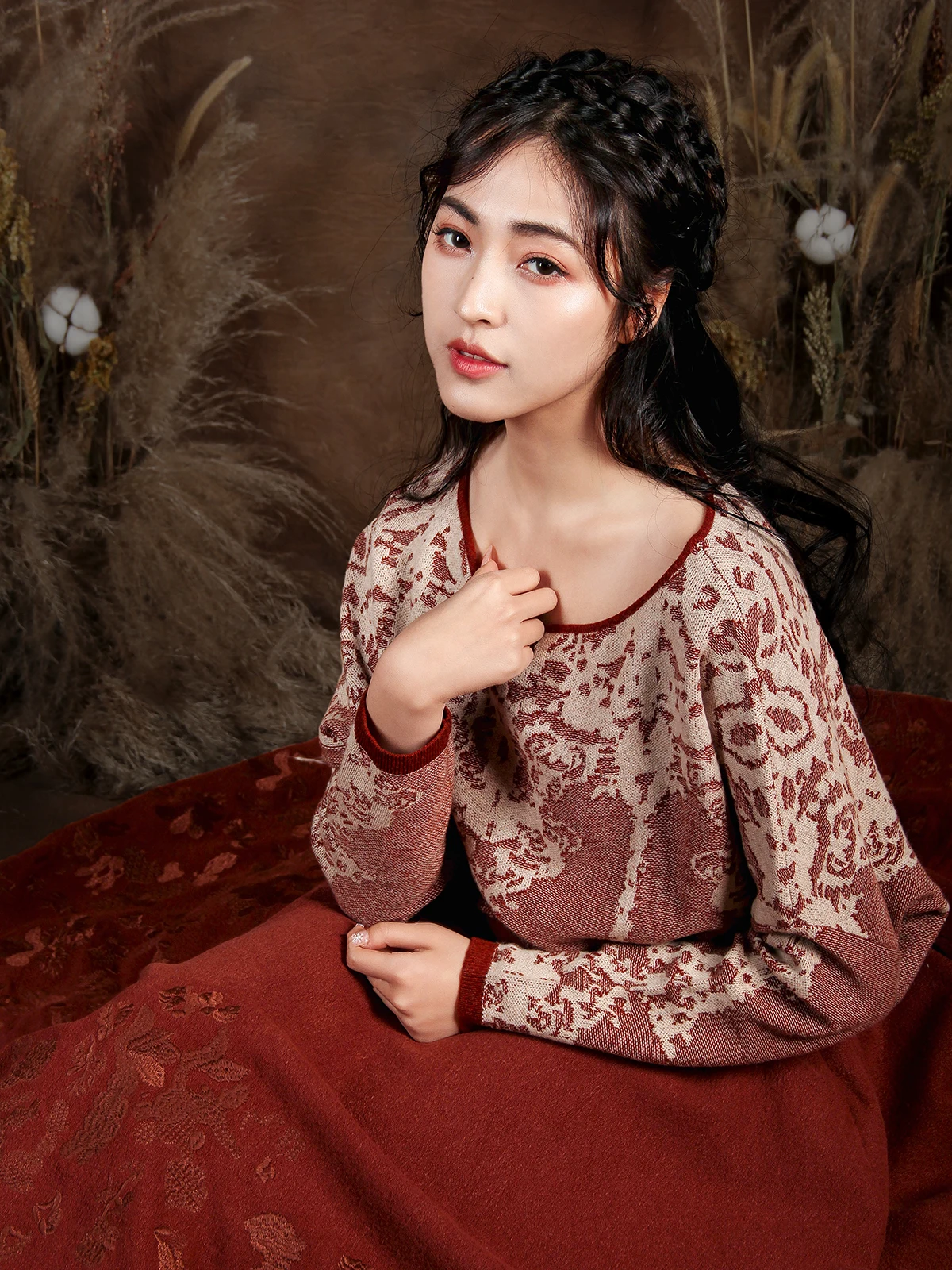 

Original Sweater Full Wool Knitted Long Sve Contrast Color Diamond Pattern Commute Sle Women's Premium Knitwear