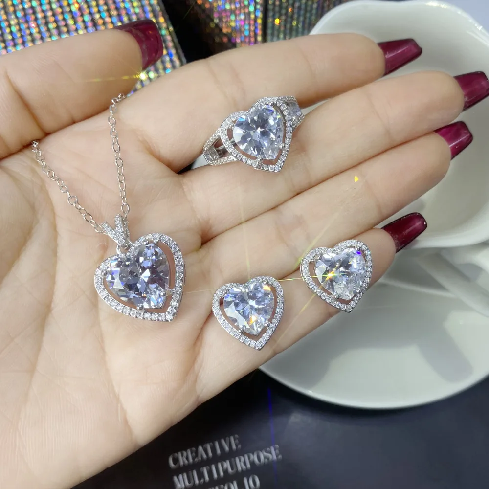 MDLFES مويسان الماس نمط جديد فاخر مجموعة مجوهرات ملونة روزي الوردي توباز الدائري والأقراط #5