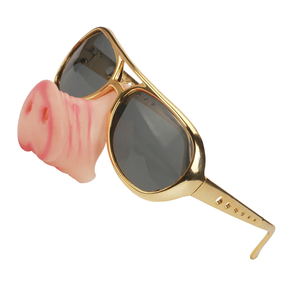 2 Pcs Large Photo Booth Glasses Funny Vintage Pig Nose Sunglasses Polarised Trendy