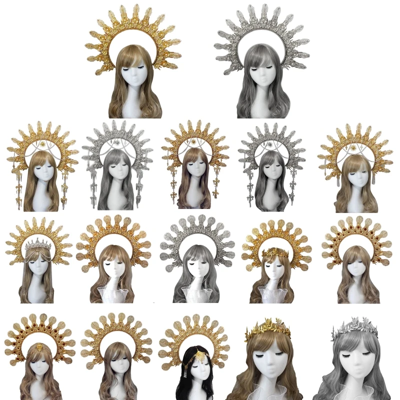Lolita Halo Crown Pearl Decor Cosplay Baroque Hair Hoop Tiara Headband Headdress Moon Headpiece DIY Material Package Dropship