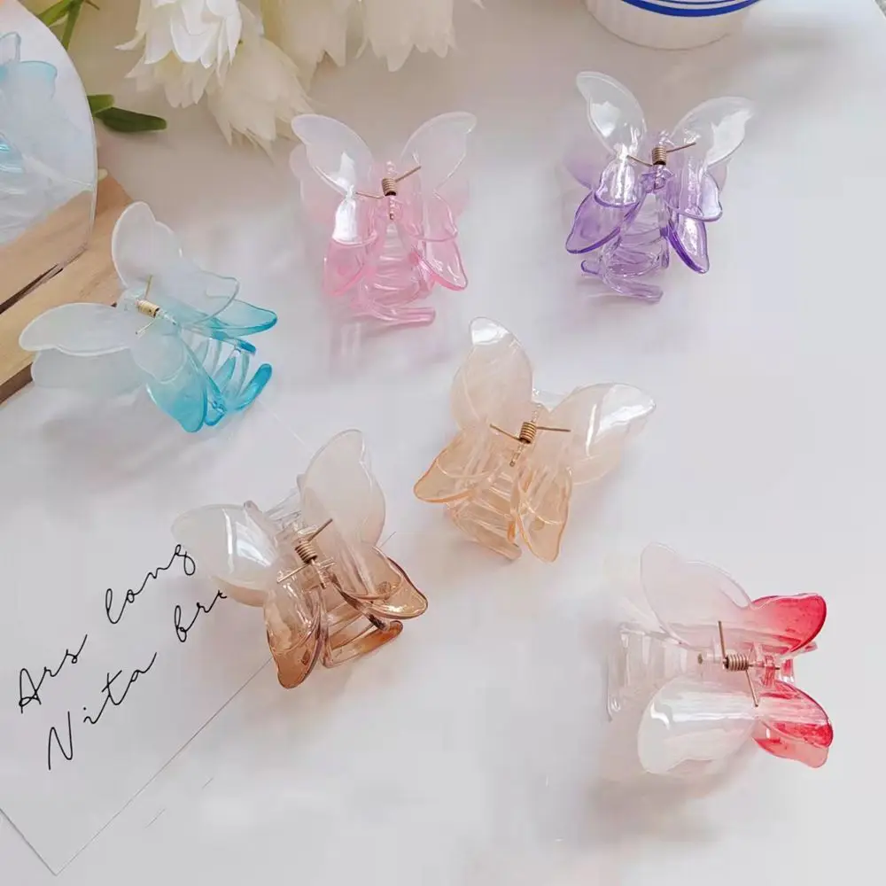 New Frosted Rainbow Gradient Resin Hair Claw Clips Women Butterfly Shark Clip Transparent Headwear Fashion Hair Accessories