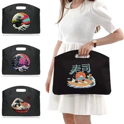 Briefcase on Business Trip Handbag Unisex Work Laptop Bagfor MacBook Lenovo Wave Print Pattern Conference Document Bag
