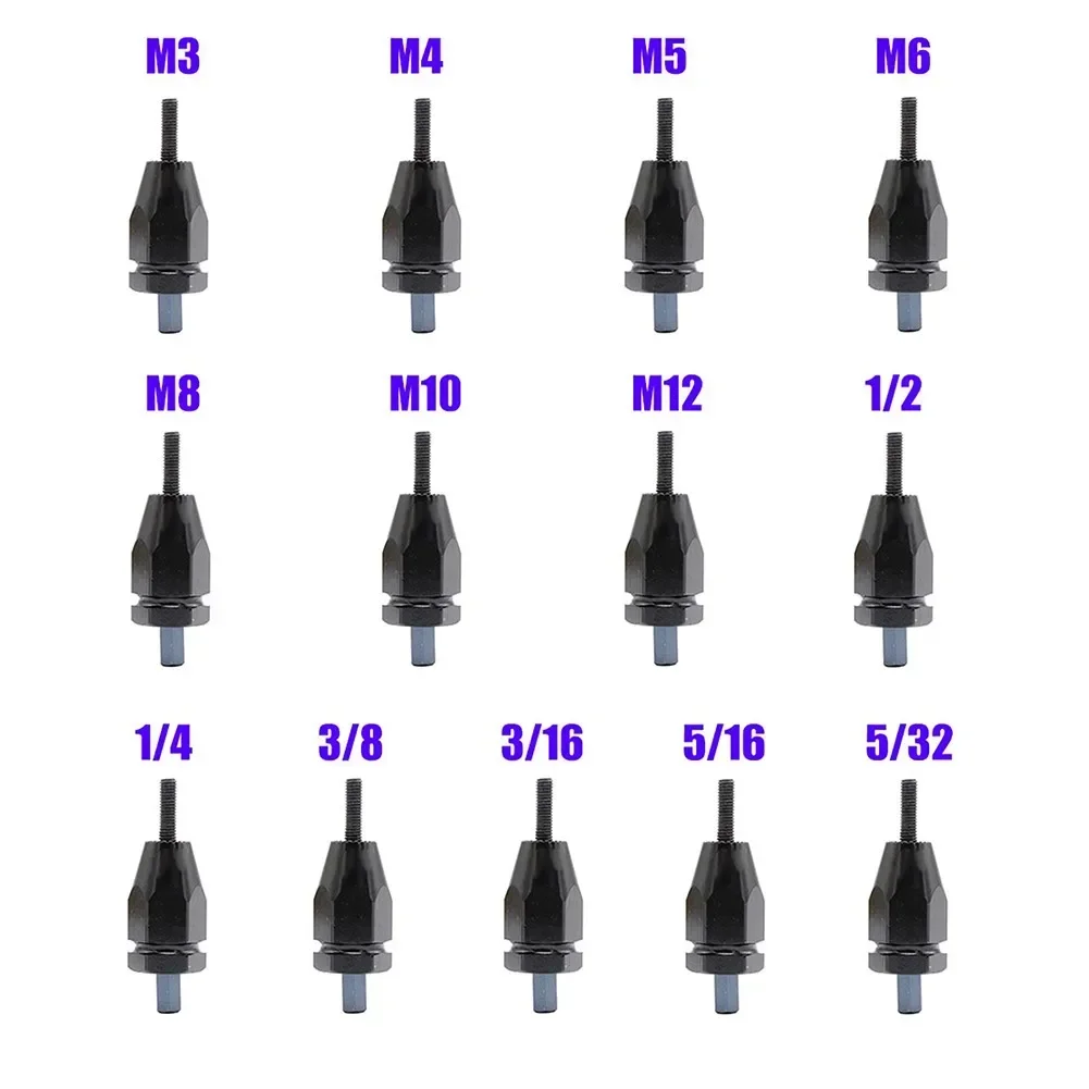 Air Pneumatic Rivet Nut Gun Grupo Ferramenta de Cabeça de Rebitador Mandril m3 m4 m5 m6 m8 M10 M12 532 316 14 5-16 38 Acessório Elétrico