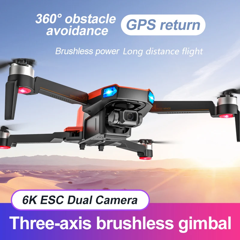 

X22 Drone 6K Dual HD Camera Brushless Motor 5G WIFI 360° Obstacle Avoidance GPS Positioning Flight Foldable RC Quadcopter Drones