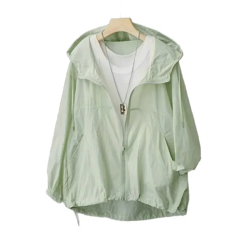 Women Summer Outdoor Casual UV-resistant Coat Girls Hooded Sun-protection Jacket Girl Loose Fit Cardigan Sun Protection Clothing