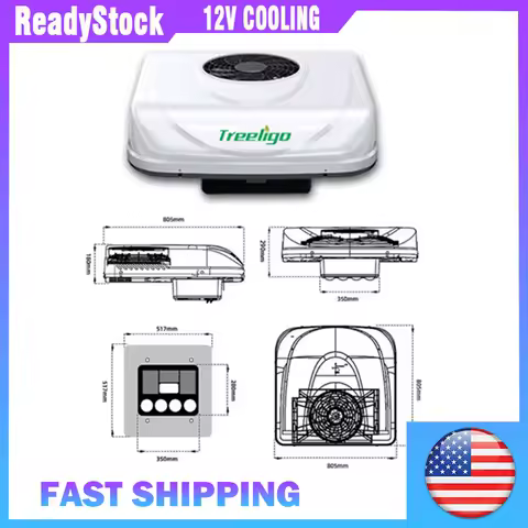 Treeligo 2025 12V RV Rooftop Parking Big Air Conditioner Electric Car Air Conditioning For Truck Camper Van Caravan Motorhome