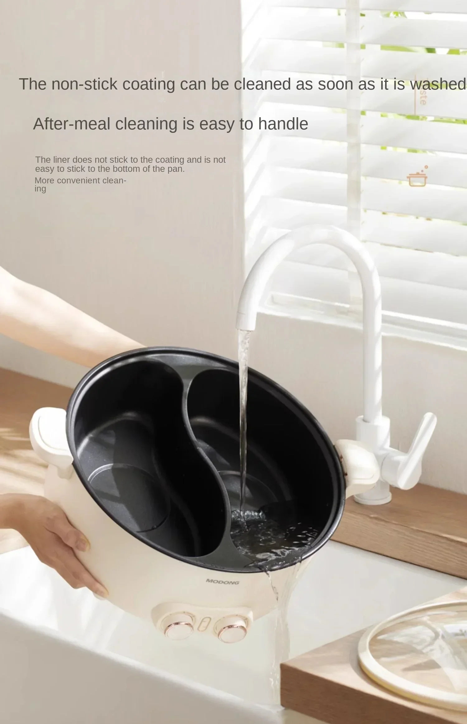 220V Modong Electric Hot Pot, Yin-Yang 2-Flavor, Multifunctional Cooker with Large Capacity for Family Use A