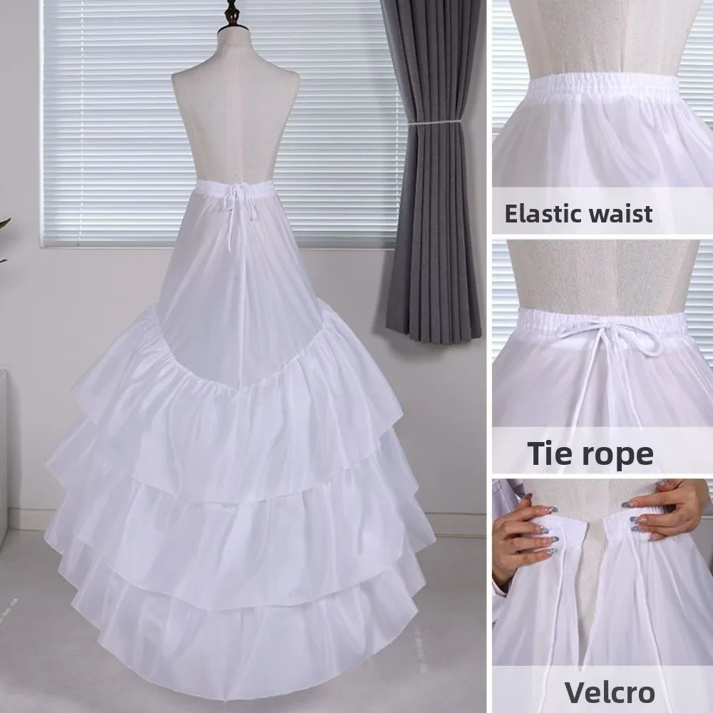 Hoop Trailing Gibbon Supportwedding Dress Petticoat Fluffy Lotus Leaf Adjustable Waist Brides Banquet Womens Studle Crinoline