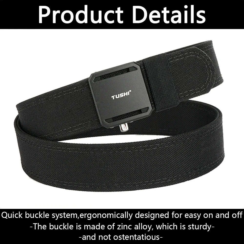 TUSHI Brand 3.8 Double Layer Thickened Tactical Belt CS Multifunctional Automatic Buckle Upgraded Version Gun Hanging Nylon Belt
