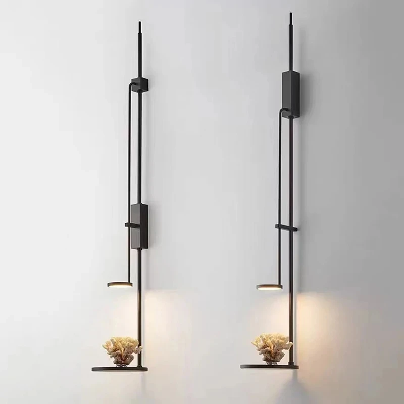 Postmoderne minimalistische Wandlampe, Hotelkorridor, Wohnzimmer, Arbeitszimmer, Designerlampe, Schlafzimmer, Nachttisch, lange Stange, Wandlampe