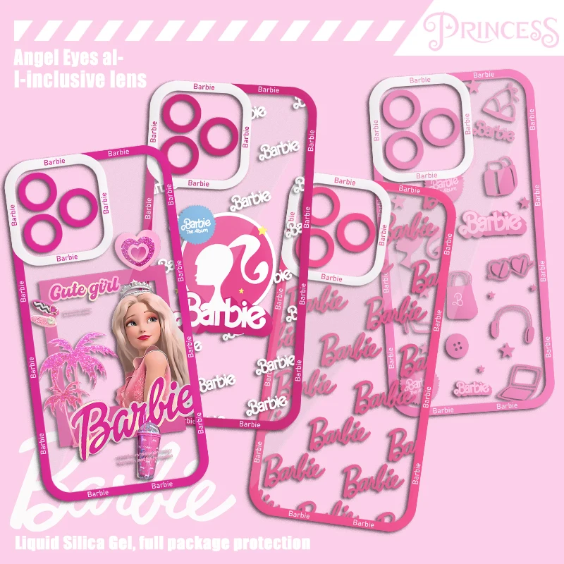 Luxury Princess Barbies Clear Case for Samsung A73 A72 A71 A55 A52 A51 A50 A35 A33 A32 A31 A30 A24 A23 A22 A13 A12 A05 5G Cover