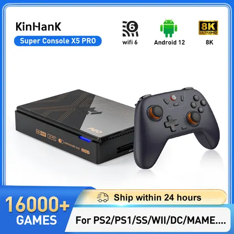 Kinhank Super Console X5 PRO Retro Video Game Consoles Plug and Play 320G/4T with 10000+ Games for PS2/WII/SS/DC/N64/MAME