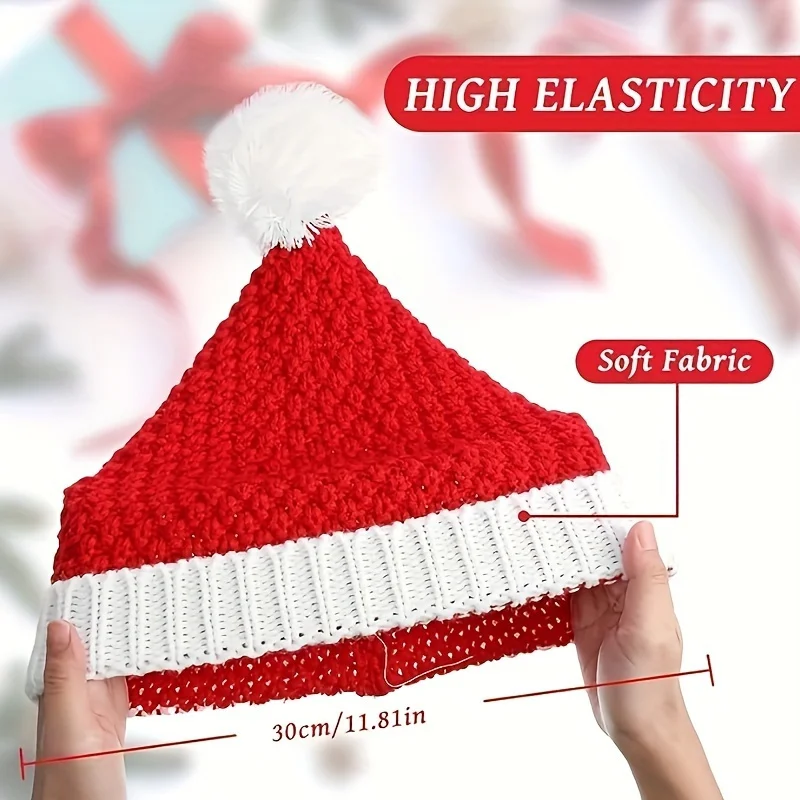 3Pcs Christmas Fashion Christmas Tree and Santa Knitted Hat - Warm, Trendy Outdoor Holiday Headwear, Acrylic, Academy Style, Kni