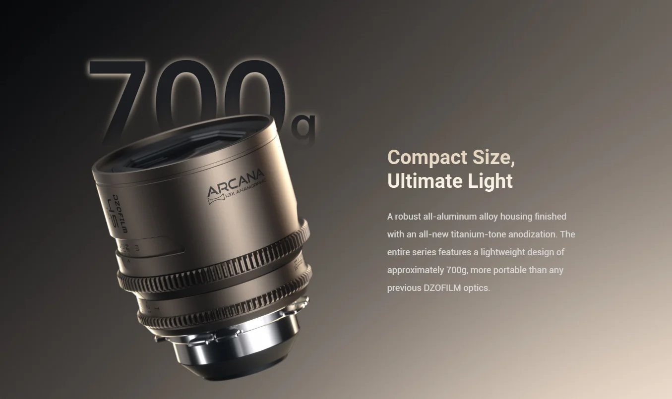 . Arcana Anamorphic Prime 3-Lens Kit (ARRI PL, Titanium) Neutral Flare, Dramatic