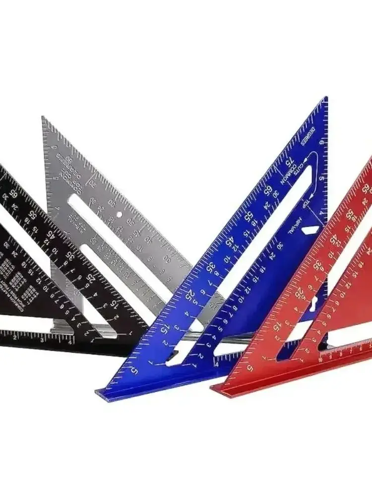Nowy 7-calowy trójkątny kątownik narzędzie pomiarowe ze stopu aluminium narzędzia stolarskie kątownik calowy metryczny kątownik szybkościowy narzędzia do obróbki drewna — zdjęcie 2