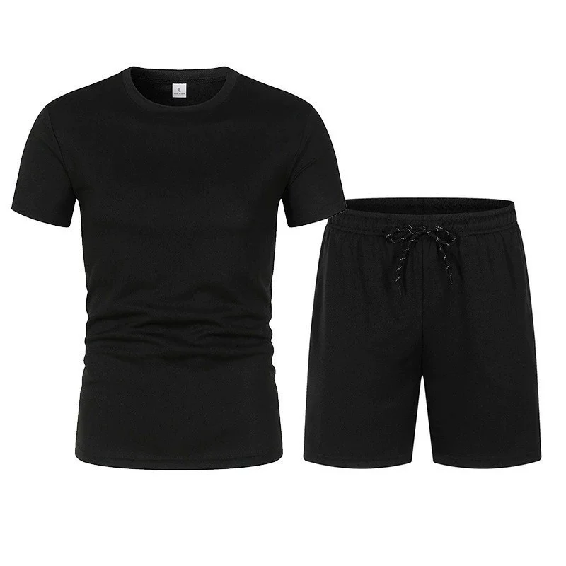 

Men's Short Sleeved Shorts Set, Trendy European and American High Street Loose Sports and Leisure T-shirt